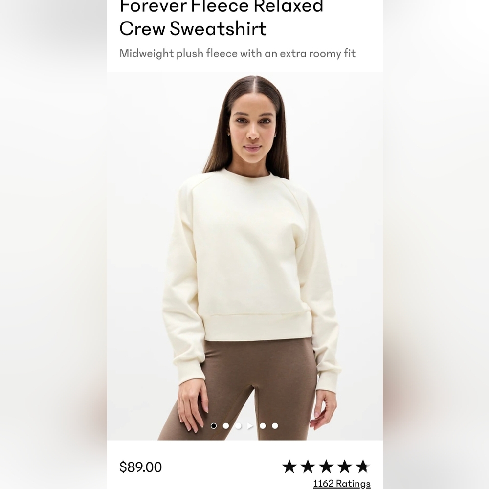 Athleta Women's Soft Magnolia White Crew Neck Sweatshirt